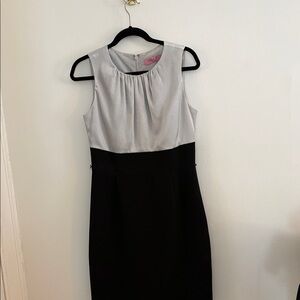 Eliza J Silver and Black Sleeveless Two-Tone Midi Dress